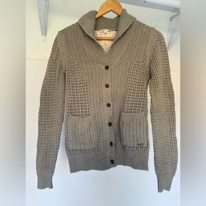 Barbour khaki green sweater cardigan